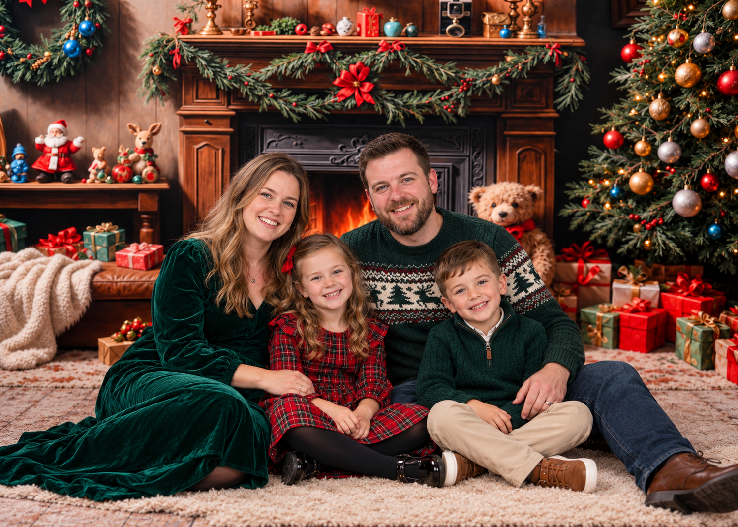 Christmas family photoshoot in Glasgow – festive family portrait by Glasgow Family Photography